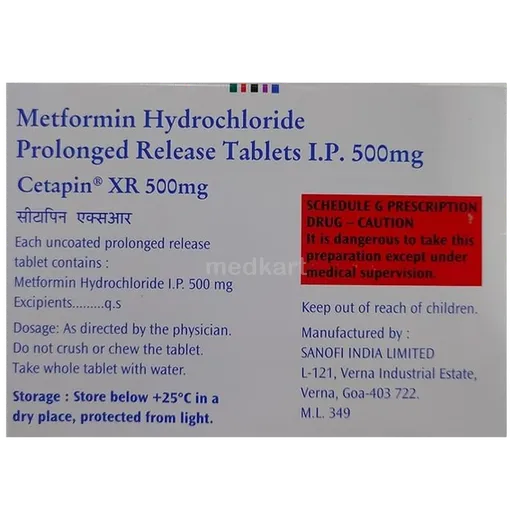 cetapin xr 500mg tablet 20's